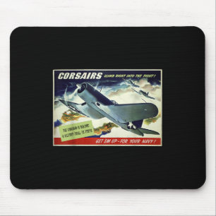 F4u Corsair Us Warplane War Propaganda Ww2 Poster  Mouse Mat