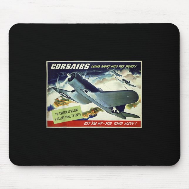 F4u Corsair Us Warplane War Propaganda Ww2 Poster  Mouse Mat (Front)