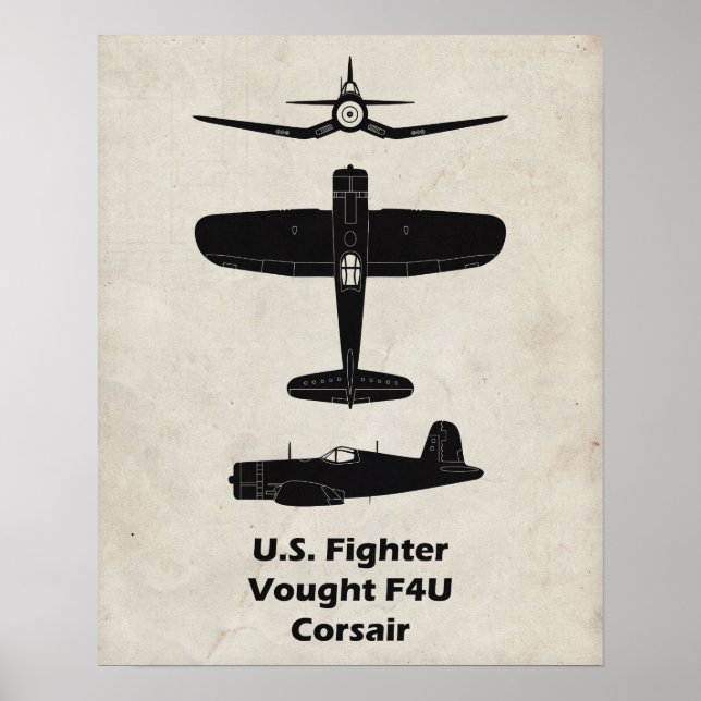 F4U Corsair WWII Aeroplane Poster - Gift for Pilot (Front)