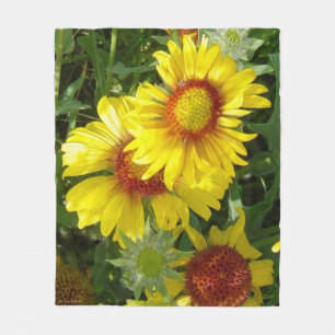 F6 Yellow Wildflowers Gaillardia Fleece Blanket