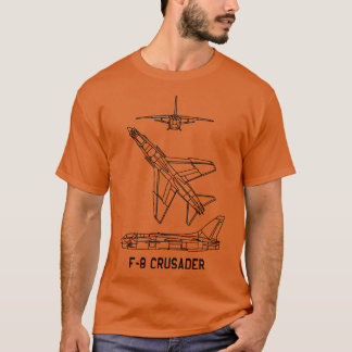 F8 Crusader American Jet Fighter Aircraft Blueprin T-Shirt