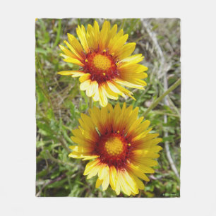 F8 Yellow Wildflowers Gaillardia Fleece Blanket
