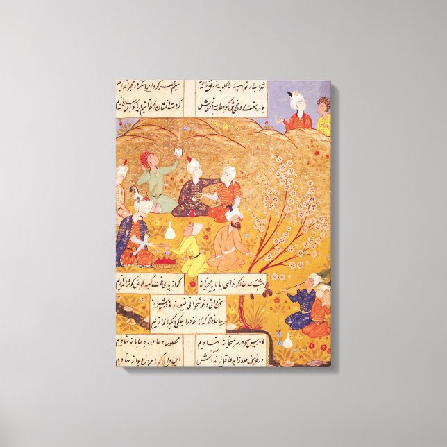 F.103v Open-air Feast, from a book of poems, 1554 Canvas Print (Front)