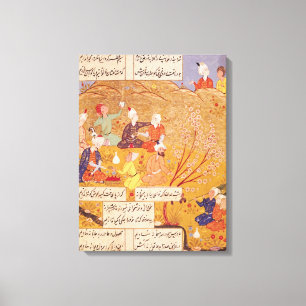 F.103v Open-air Feast, from a book of poems, 1554 Canvas Print