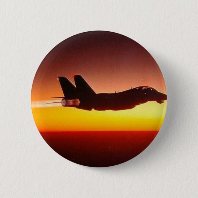 F-14 TOMCAT IN AFTERBURNER 6 CM ROUND BADGE (Front)