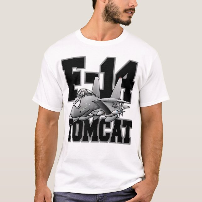F-14 Tomcat Military Fighter Jet Aircraft Cartoon T-Shirt (Front)