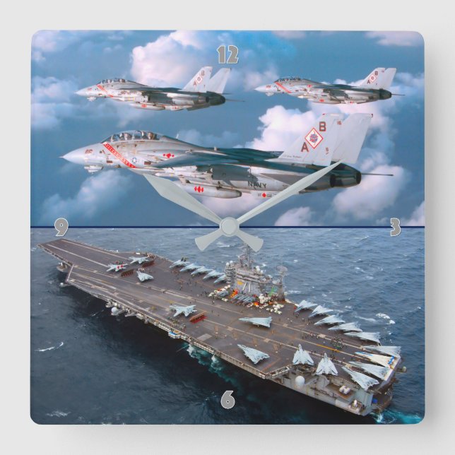 F-14 TOMCAT SQUARE WALL CLOCK (Front)