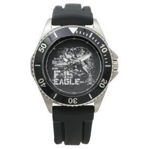 F-15 Eagle Crown Protector Black Rubber Watch