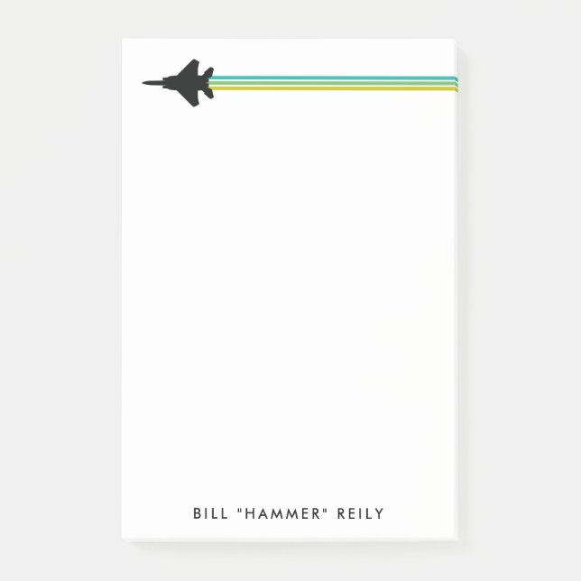 F-15 Fighter Jet Striped Custom Name Notepad (Front)