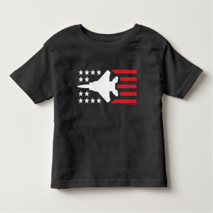F-15 Strike Eagle Jet White n Red Stars Stripes Toddler T-Shirt