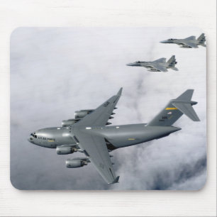 F-15B Eagles escort the first Hawaii-based C-17 Mouse Mat