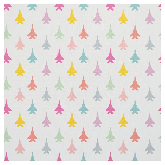F-15E Strike Eagle Fighter Jets Pattern - Pastel Fabric (Swatch)