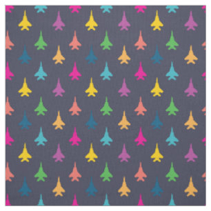 F-15E Strike Eagle Fighter Jets Pattern Rainbow Fabric