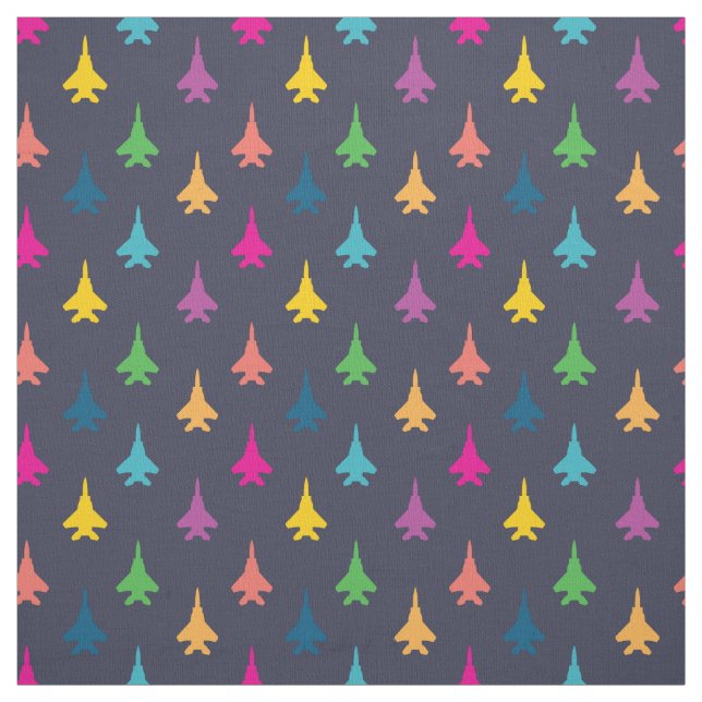 F-15E Strike Eagle Fighter Jets Pattern Rainbow Fabric (Swatch)