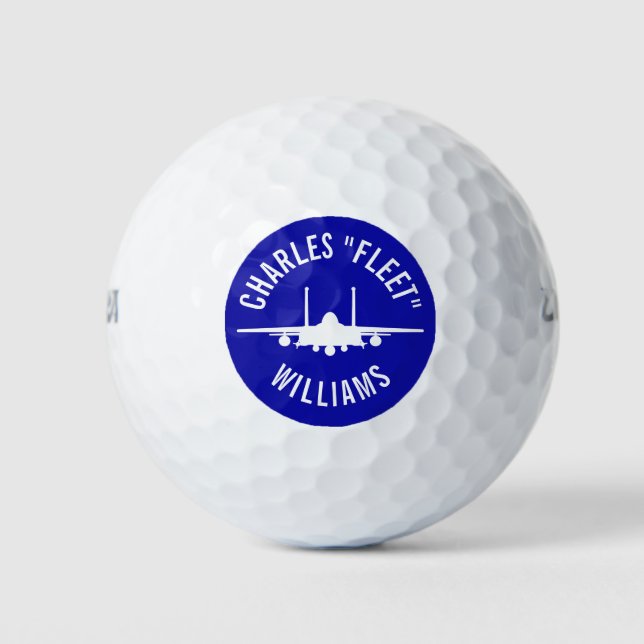 F-15E Strike Eagle Golf Ball Blue with Custom Name (Front)