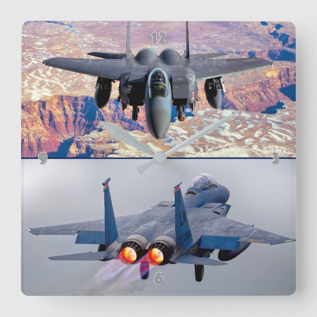F-15E STRIKE EAGLE SQUARE WALL CLOCK (Front)