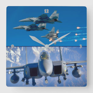 F-15E STRIKE EAGLE SQUARE WALL CLOCK