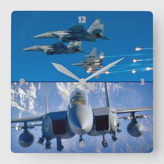 F-15E STRIKE EAGLE SQUARE WALL CLOCK (Front)
