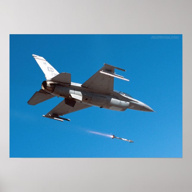 F-16 Falcon Firing Missile Poster (Front)