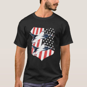 F 16 Fighter Jet American Flag T Shirt