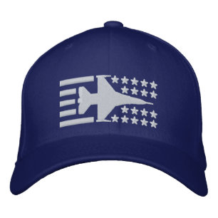 F-16 Fighter Jet Stars and Stripes Embroidered Hat