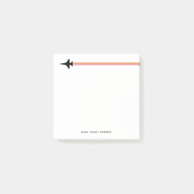 F-16 Fighter Jet Striped Custom Name Notepad (Front)