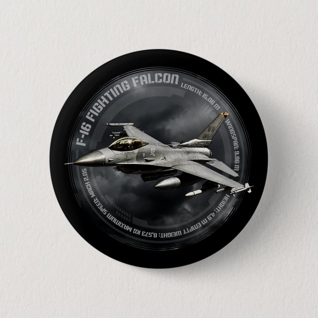 F-16 Fighting Falcon 6 Cm Round Badge (Front)