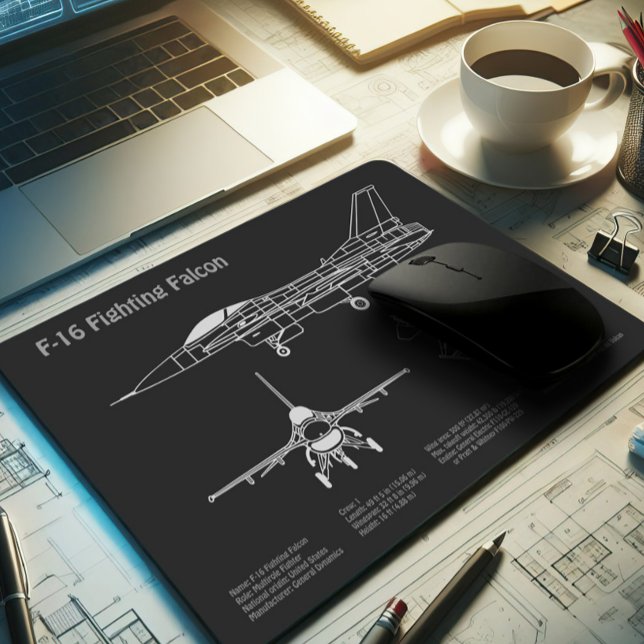 F-16 Fighting Falcon - Aeroplane Blueprint Plans P Mouse Mat (Creator Uploaded)