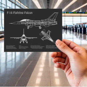 F-16 Fighting Falcon - Aeroplane Blueprint Plans P Postcard