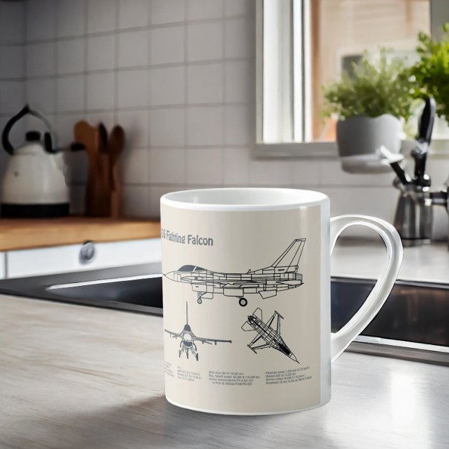 F-16 Fighting Falcon - Aeroplane Blueprint Plans S Coffee Mug (Creator Uploaded)