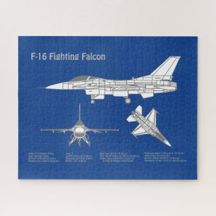 F-16 Fighting Falcon - Airplane Blueprint Plan ABD Jigsaw Puzzle
