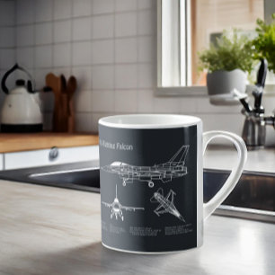 F-16 Fighting Falcon - Airplane Blueprint Plans PD Coffee Mug