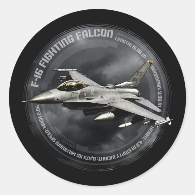 F-16 Fighting Falcon Classic Round Sticker (Front)