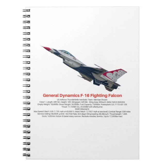 F-16 Fighting Falcon Fighter Jet Notebook (Front)