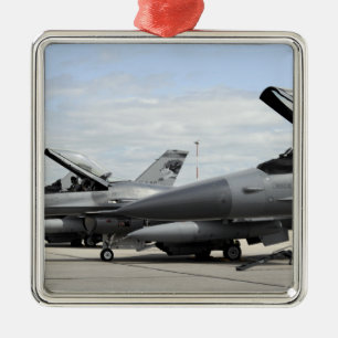 F-16 Fighting Falcons await to launch Metal Tree Decoration