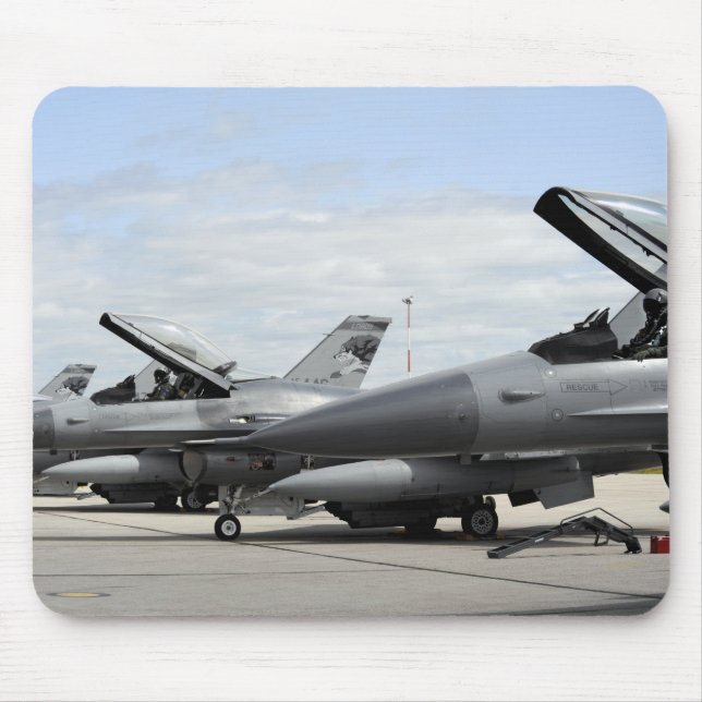 F-16 Fighting Falcons await to launch Mouse Mat (Front)