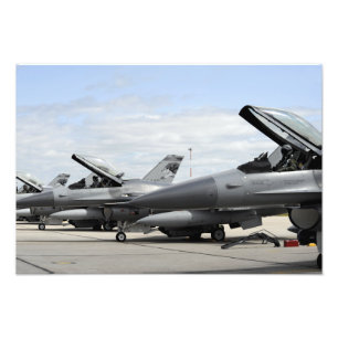 F-16 Fighting Falcons await to launch Photo Print