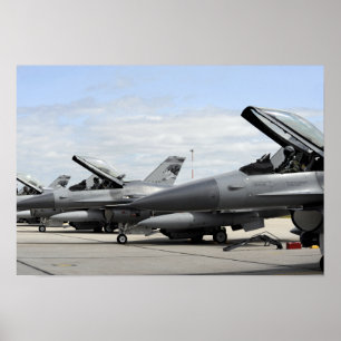 F-16 Fighting Falcons await to launch Poster