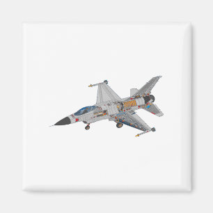 F-16 Military Fighter Jet Internal Mechanics Magnet