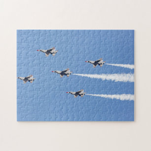 F-16 Thunderbirds flying the five-card formation Jigsaw Puzzle