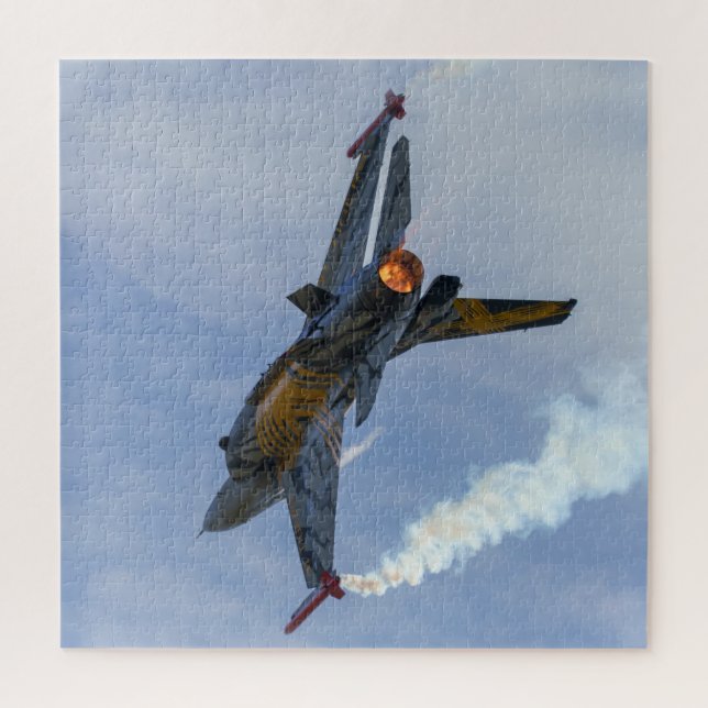 F-16 Tiger Turns And Burn Jigsaw Puzzle (Vertical)