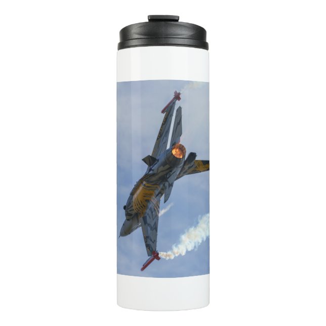 F-16 Tiger Turns And Burns Acrylic Print Thermal Tumbler (Front)