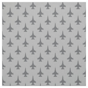 F-16 Viper Fighter Jet Grey on Grey Fabric