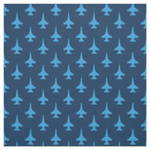 F-16 Viper Fighter Jet Pattern Blue Fabric