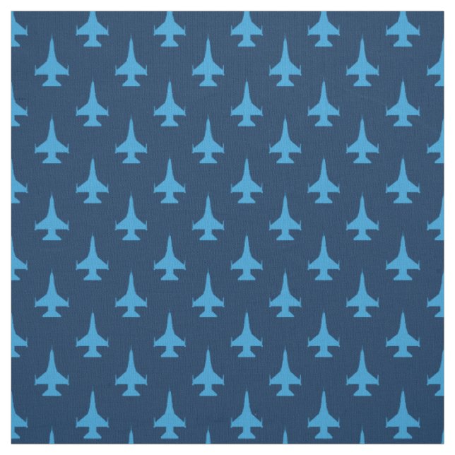F-16 Viper Fighter Jet Pattern Blue Fabric (Swatch)