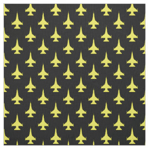 F-16 Viper Fighter Jet Pattern Yellow Fabric