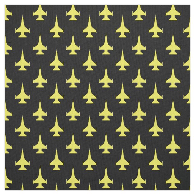 F-16 Viper Fighter Jet Pattern Yellow Fabric (Swatch)