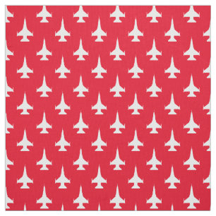F-16 Viper Fighting Falcon Jet Pattern White Fabric