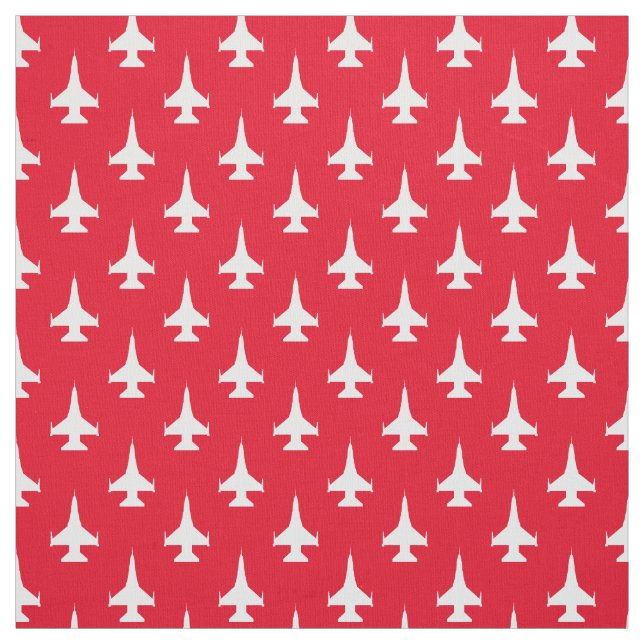F-16 Viper Fighting Falcon Jet Pattern White Fabric (Swatch)