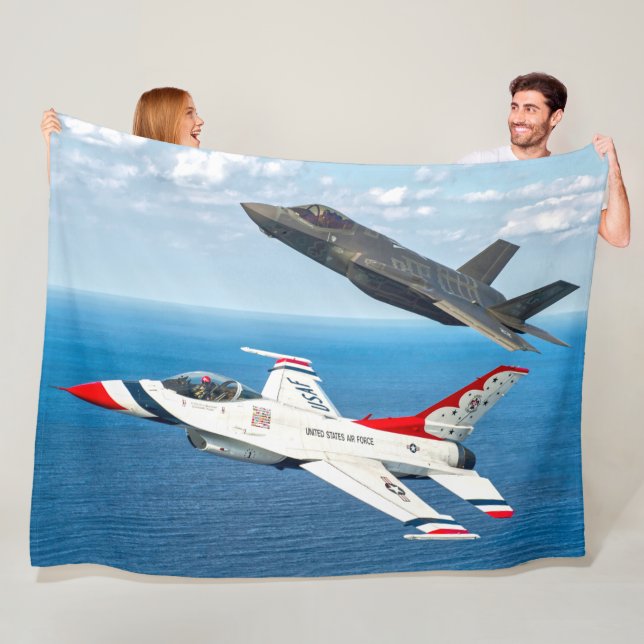 F-16C FIGHTING FALCON and F-35A LIGHTNING II Fleece Blanket (In Situ)